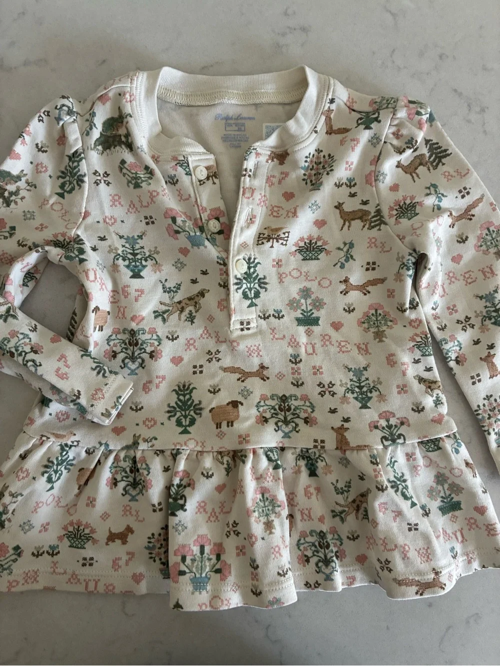 Ralph Lauren baby girl dress 18 months 💘  whimsical floral animal print